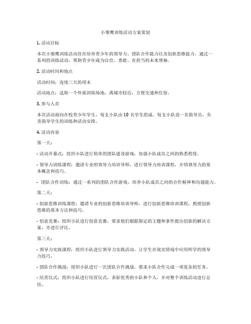 小雏鹰训练活动方案策划