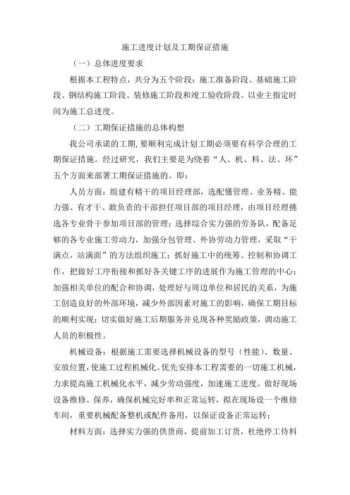 施工进度计划及工期保证措施