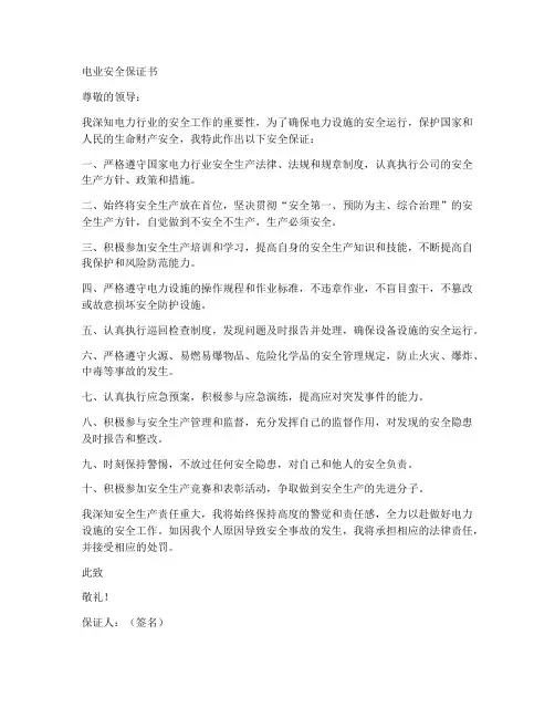 电业安全保证书