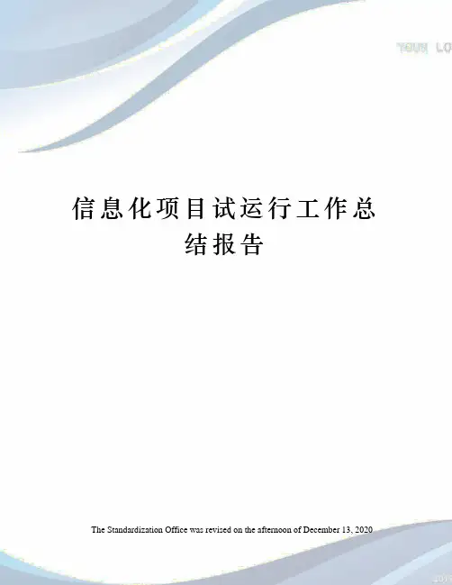 信息化项目试运行工作总结报告