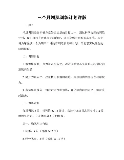 三个月增肌训练计划详版