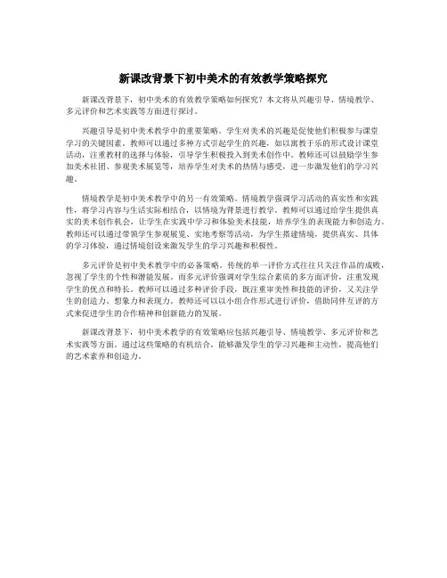 新课改背景下初中美术的有效教学策略探究