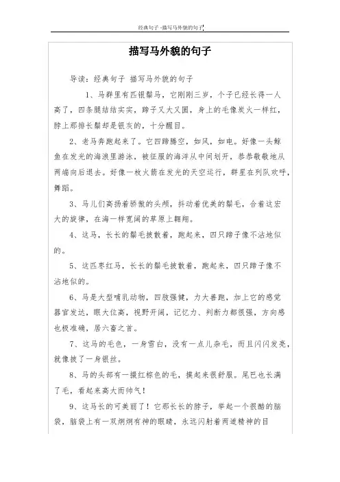 描写马外貌的句子