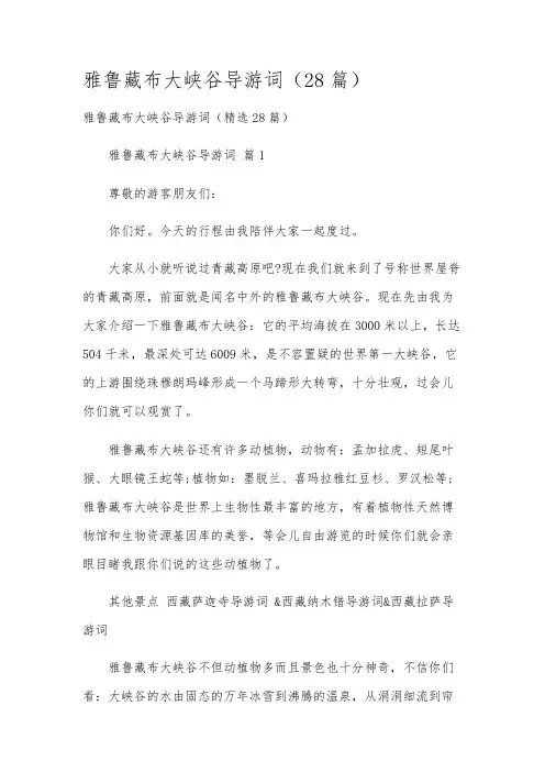 雅鲁藏布大峡谷导游词(28篇)