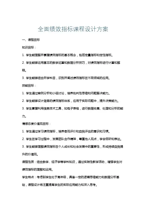 全面绩效指标课程设计方案