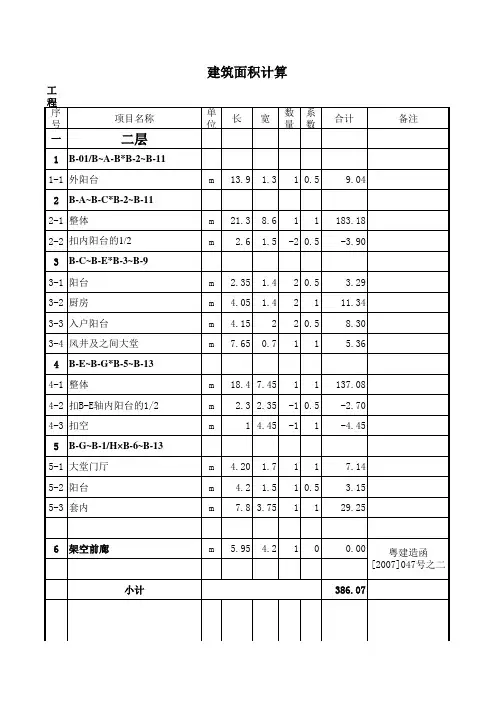 建筑面积计算格式