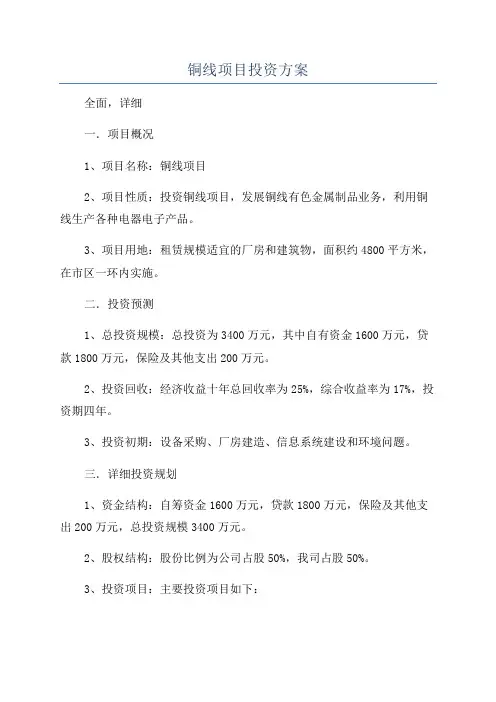 铜线项目投资方案