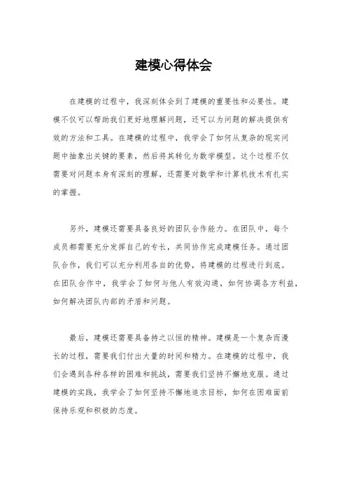 建模心得体会