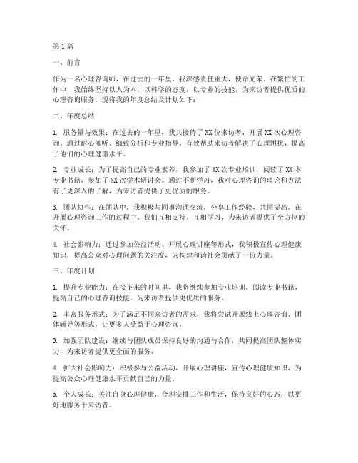 咨询师年度总结计划(3篇)