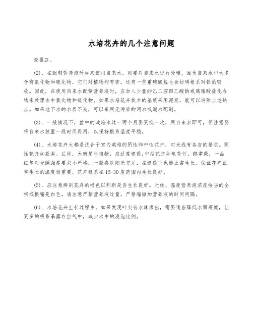 水培花卉的几个注意问题