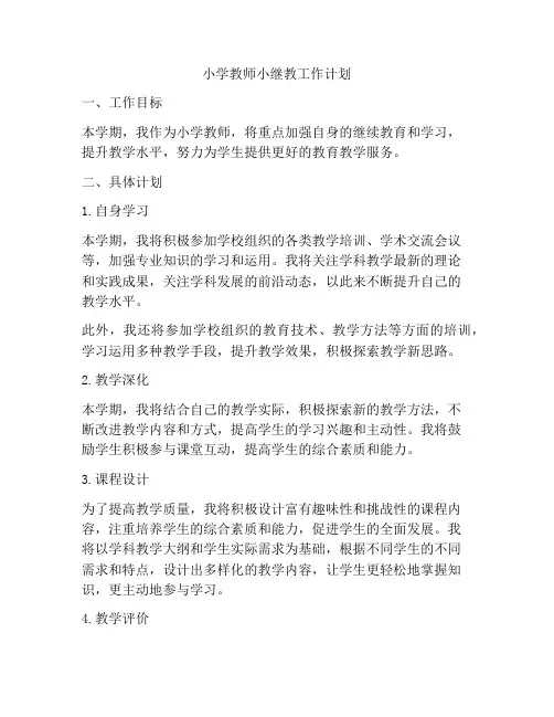 小学教师小继教工作计划