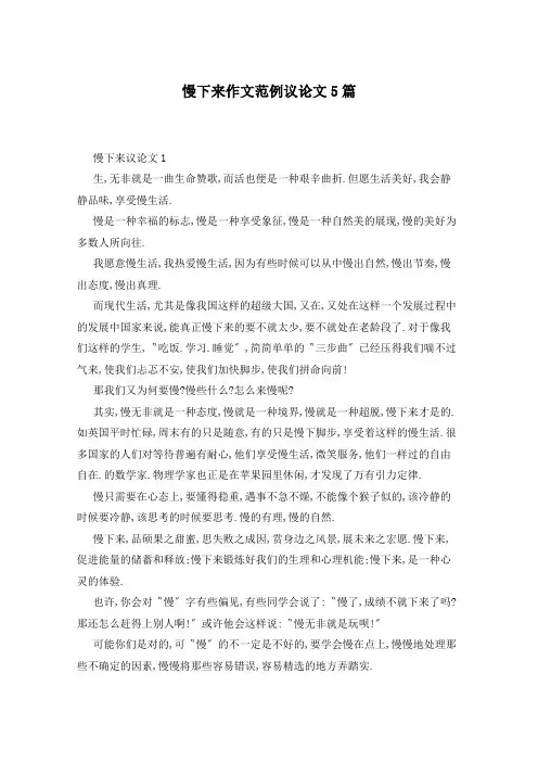 慢下来作文范例议论文5篇