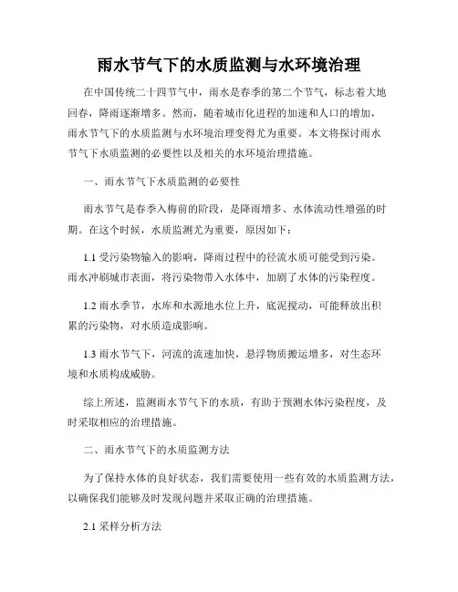 雨水节气下的水质监测与水环境治理