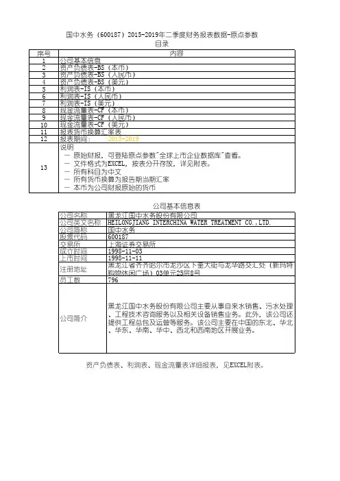 国中水务(600187)2015-2019年二季度财务报表数据-原点参数