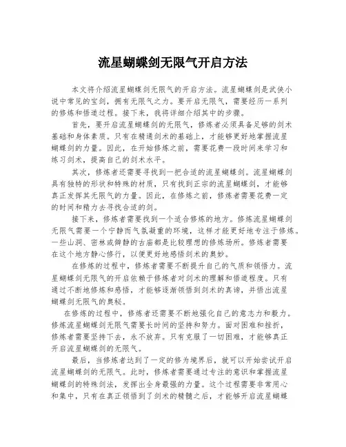 流星蝴蝶剑无限气开启方法