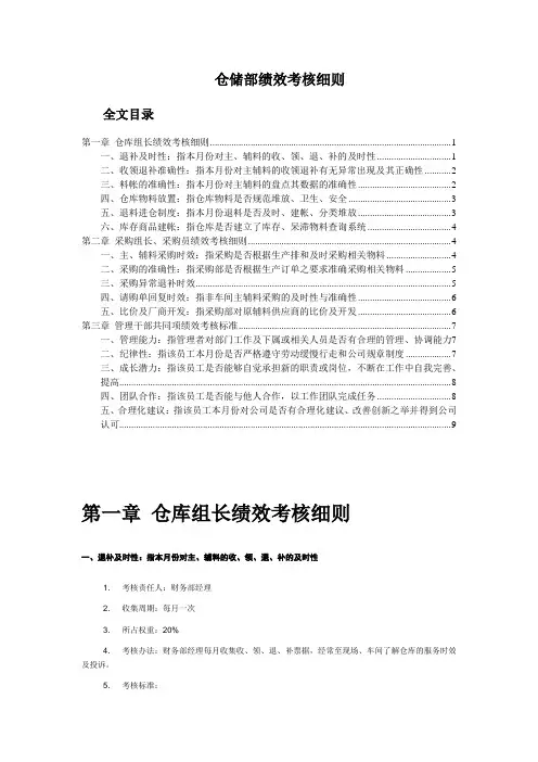 仓储部绩效考核细则,仓库组长与采购组长绩效考核细则