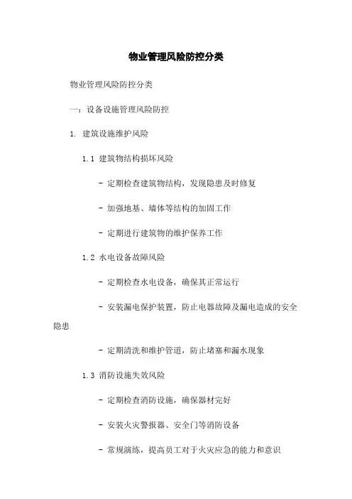 物业管理风险防控分类