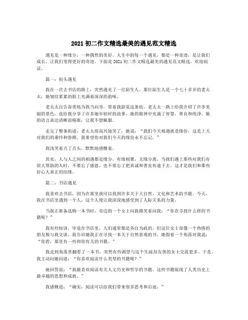 2021初二作文精选最美的遇见范文精选
