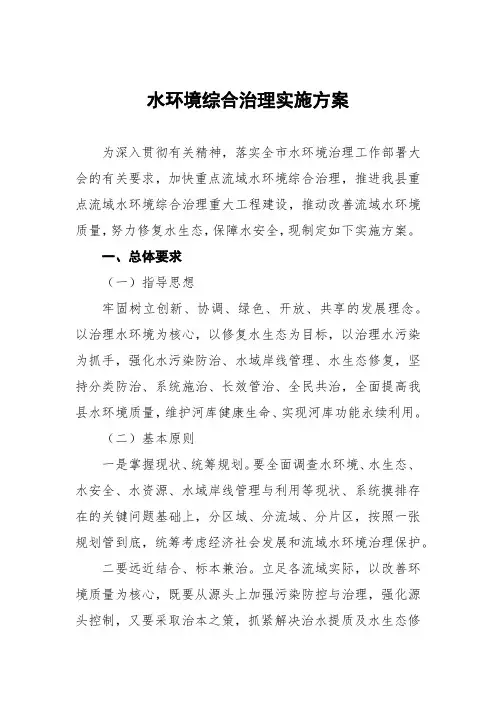 水环境综合治理实施方案