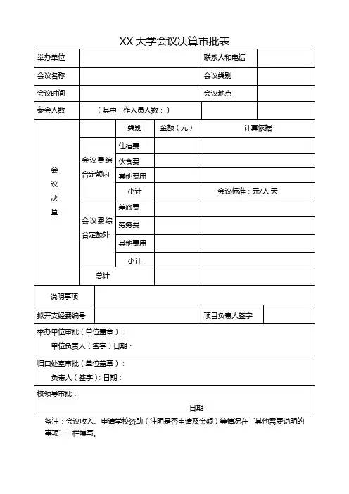 大学会议决算审批表