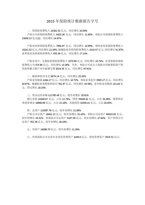 2015年保险统计数据报告