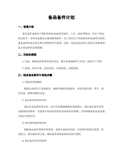 备品备件计划