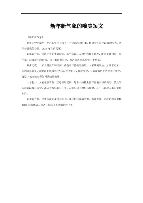 新年新气象的唯美短文