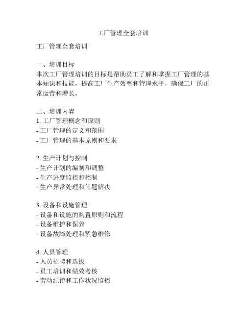 工厂管理全套培训
