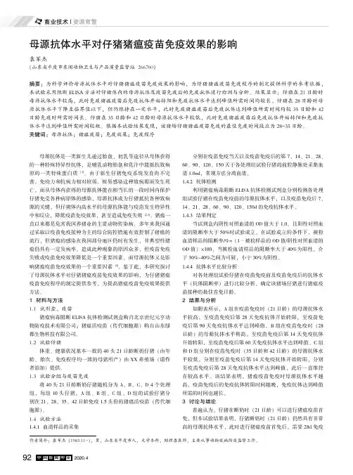 母源抗体水平对仔猪猪瘟疫苗免疫效果的影响
