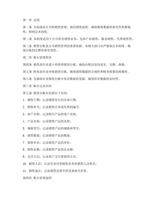 销货台账管理制度模板