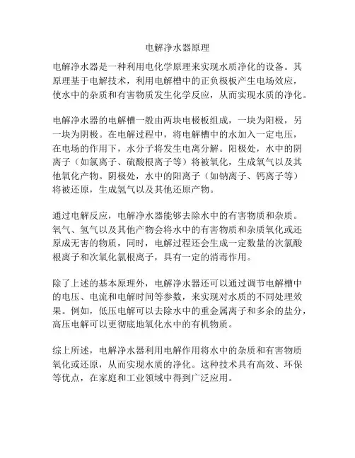 电解净水器原理