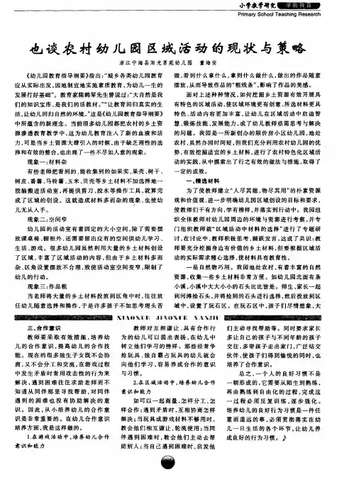 也谈农村幼儿园区域活动的现状与策略