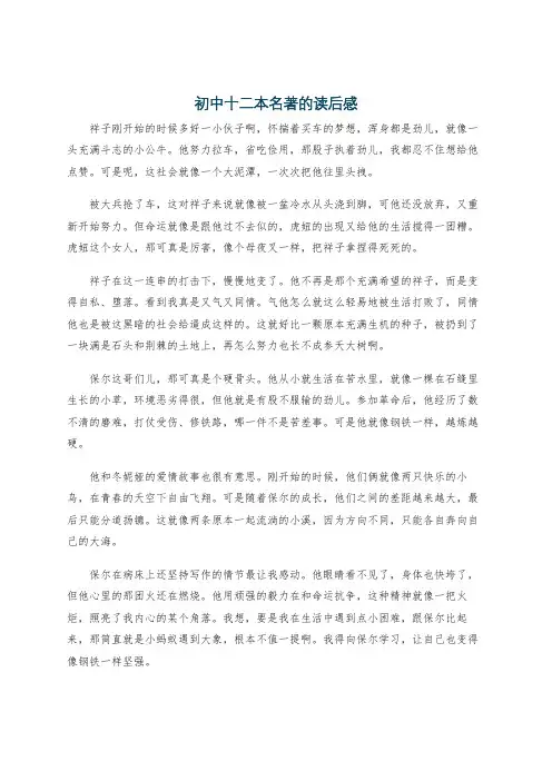 初中十二本名著的读后感