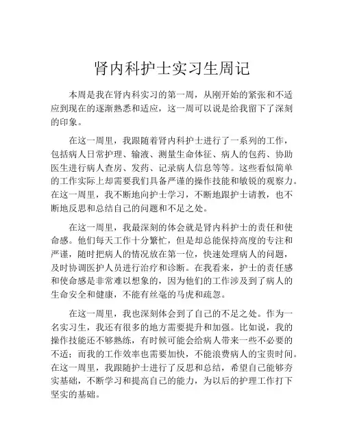 肾内科护士实习生周记