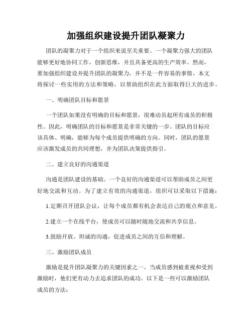 加强组织建设提升团队凝聚力