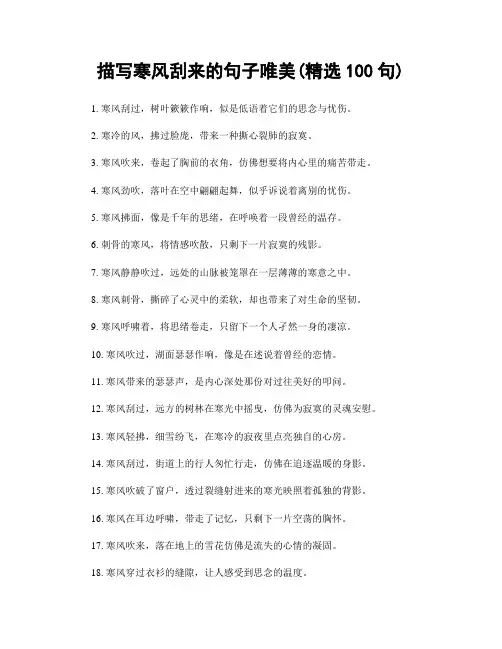 描写寒风刮来的句子唯美(精选100句)