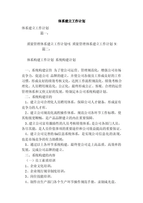 体系建立工作计划（范本）