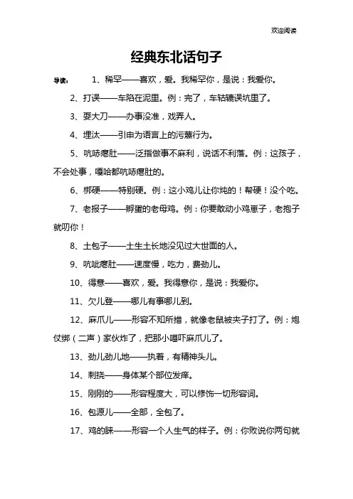 经典东北话句子
