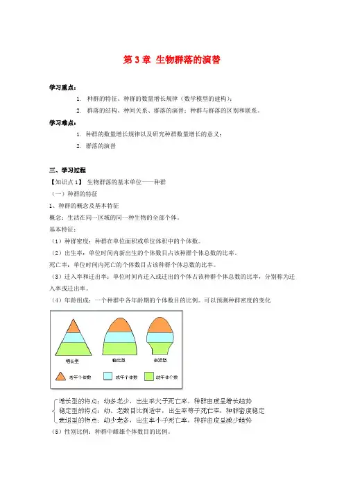 高中生物：第3章《生物群落的演替》学案(苏教版必修3)