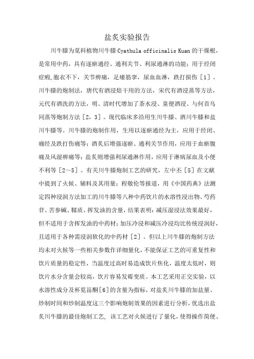 盐炙实验报告