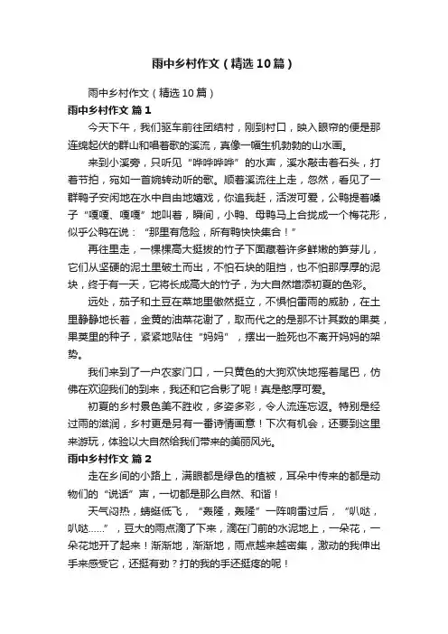 雨中乡村作文（精选10篇）