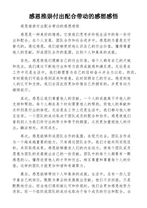 感恩推崇付出配合带动的感想感悟