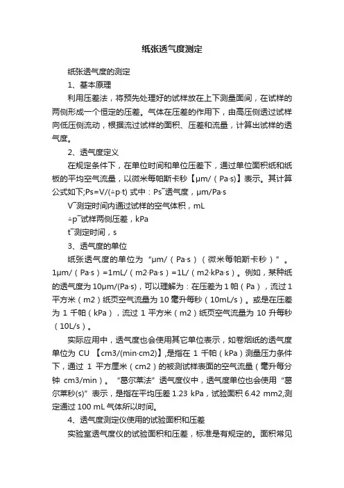 纸张透气度测定