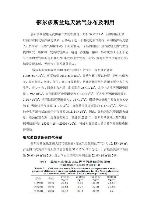 鄂尔多斯盆地天然气分布及利用