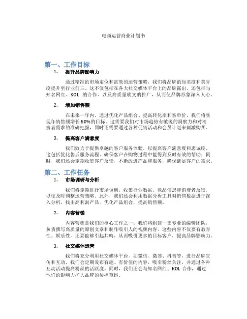 电商运营商业计划书