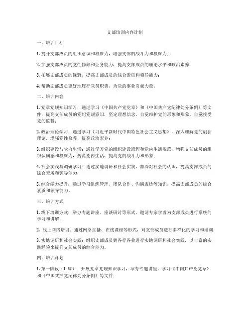 支部培训内容计划