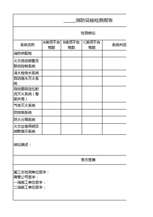 消防设施检测标准及报告(模板)