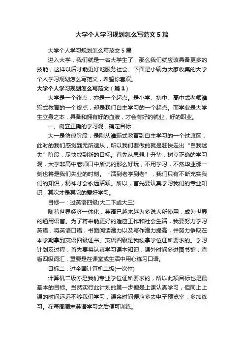 大学个人学习规划怎么写范文5篇