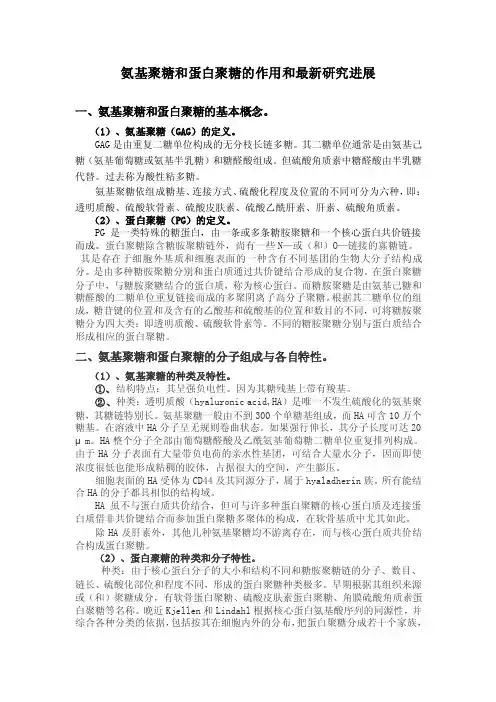 氨基聚糖和蛋白聚糖的作用和最新研究进展