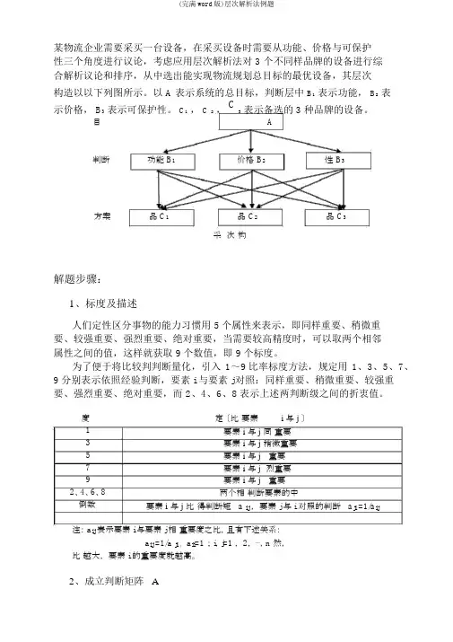 (完整word版)层次分析法例题